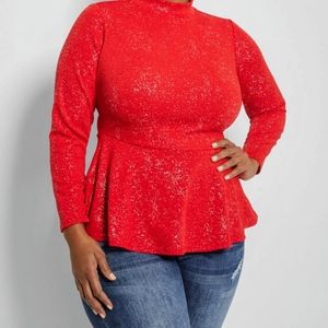 NEW Ashley Stewart - 22/24 Racing Red Metallic Top